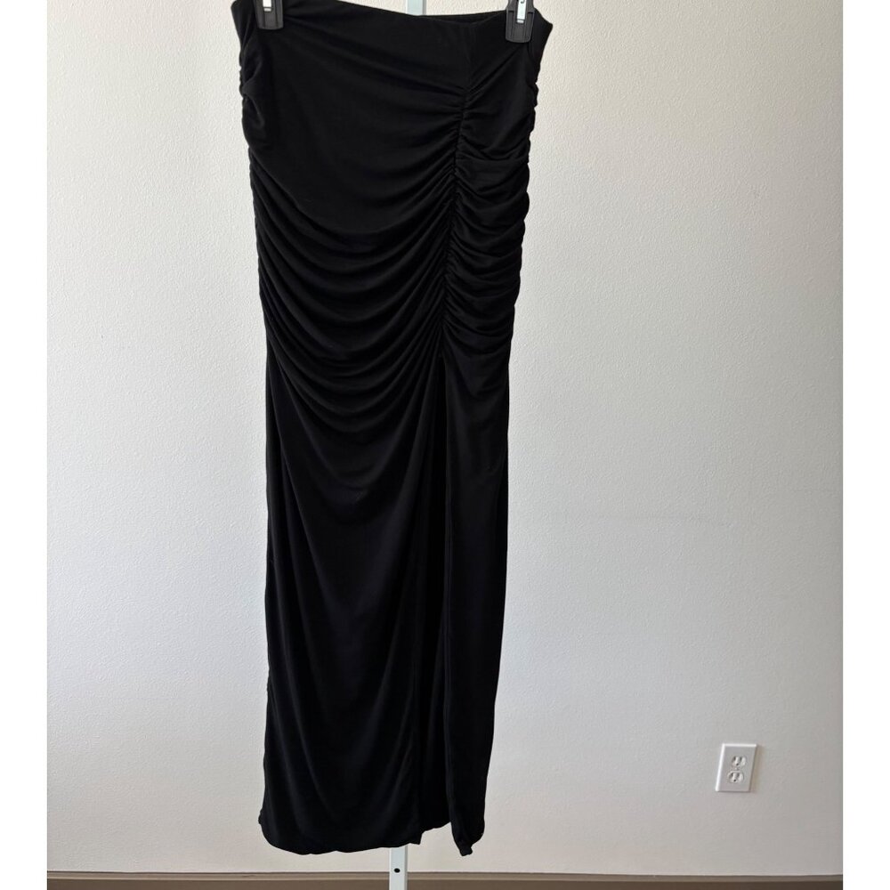Klassy Network Skirt Medium BodyCon Ruched High Slit Festival Boho Glam Romantic - Picture 12 of 16